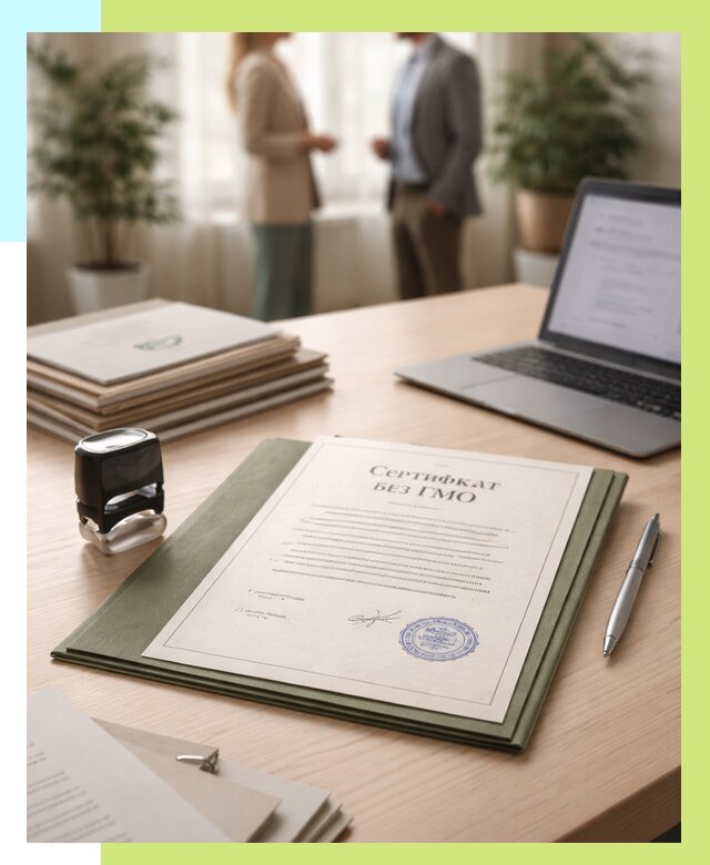 Сертификат без ГМО в Лянторе от 7678 р. оформить срочно Алешин-Лнт